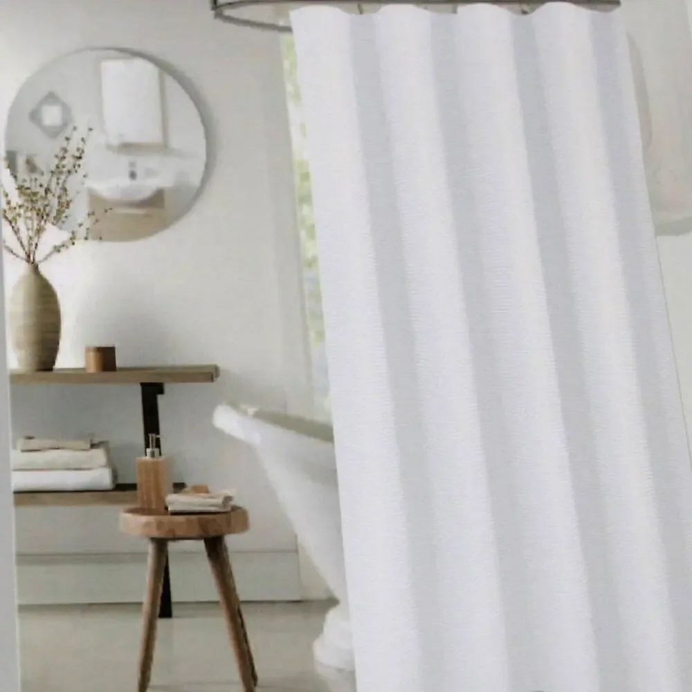 In Style Home Shower Curtain White Shimmer Weave Glam Luxe 70